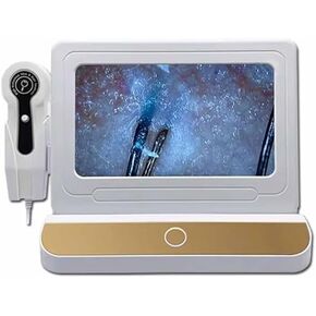 High-Definition Skin & Hair Analyzer - 11" LCD Digital Microscope for Scalp & Hair Follicle Testing, Rechargeable, Perfect for Home & Salon Use, Silver in Kuwait