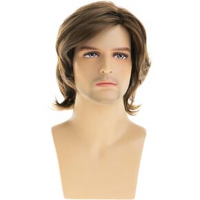 RicHyun Mens Blonde Wig Natural Layered Short Blonde Side Part Synthetic Halloween Cosplay Costume Party Full Wigs for Male Guys in Kuwait