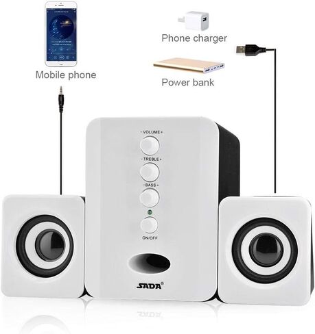 Bewinner Computer Speakers for Desktop or Laptop PC | USB-Powered Bookshelf Speakers - Active Near Field Monitors - Studio Monitor Speaker Bass Speaker High-Performance Loudspeaker (White) in Saudi Arabia
