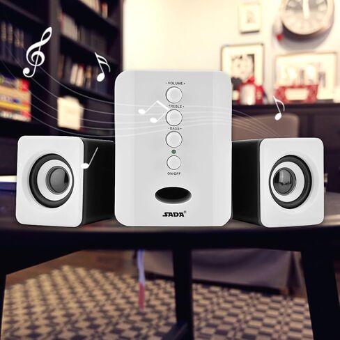 Bewinner Computer Speakers for Desktop or Laptop PC | USB-Powered Bookshelf Speakers - Active Near Field Monitors - Studio Monitor Speaker Bass Speaker High-Performance Loudspeaker (White) in Saudi Arabia
