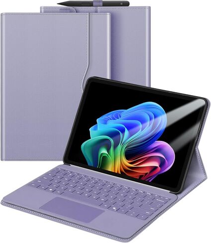 FINTIE Protective Case for Microsoft Surface Pro 12 Inch (2025), Multi-Angle Viewing Portfolio Business TPU Back Cover with Pocket & Stylus Holder, Compatible with Type Cover Keyboard (Lilac Purple) in Kuwait
