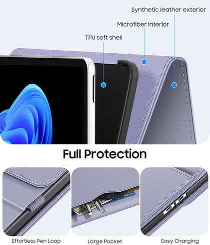 FINTIE Protective Case for Microsoft Surface Pro 12 Inch (2025), Multi-Angle Viewing Portfolio Business TPU Back Cover with Pocket & Stylus Holder, Compatible with Type Cover Keyboard (Lilac Purple) in Kuwait