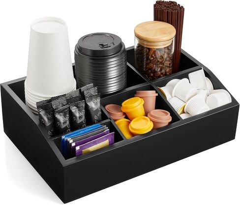 Black Coffee Station Organizer for Countertop, Coffee Bar Accessories and Organizer, Coffee Pod Holder Storage Basket for K Cup Sugar Tea in Saudi Arabia