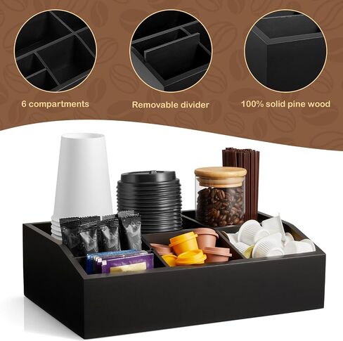 Black Coffee Station Organizer for Countertop, Coffee Bar Accessories and Organizer, Coffee Pod Holder Storage Basket for K Cup Sugar Tea in Saudi Arabia