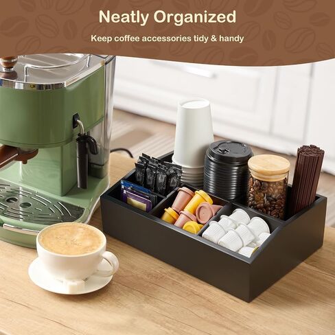 Black Coffee Station Organizer for Countertop, Coffee Bar Accessories and Organizer, Coffee Pod Holder Storage Basket for K Cup Sugar Tea in Saudi Arabia