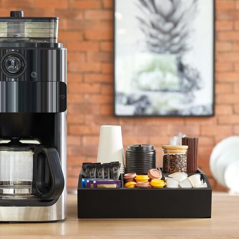 Black Coffee Station Organizer for Countertop, Coffee Bar Accessories and Organizer, Coffee Pod Holder Storage Basket for K Cup Sugar Tea in Saudi Arabia