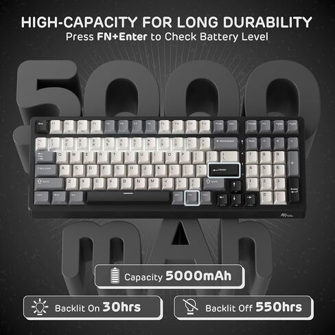 RK Royal Kludge F99 لوحة المفاتيح الميكانيكية اللاسلكية مع لوحة العدد ، Tri-Mode Hot Swappable 95 ٪ 100 مفاتيح لوحة مفاتيح الألعاب BT/2.4G/USB-C ، برامج PRO ، بطارية 5000 مللي أمبير في الساعة ، مفاتيح اللمس المخصصة in Saudi Arabia