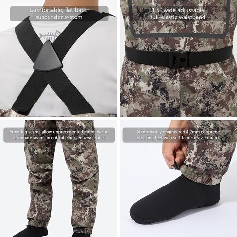 Bassdash Men's Lightweight Breatable Wader Black Camo StockingFoot for Fly Fishing Hunting FW11 in Saudi Arabia