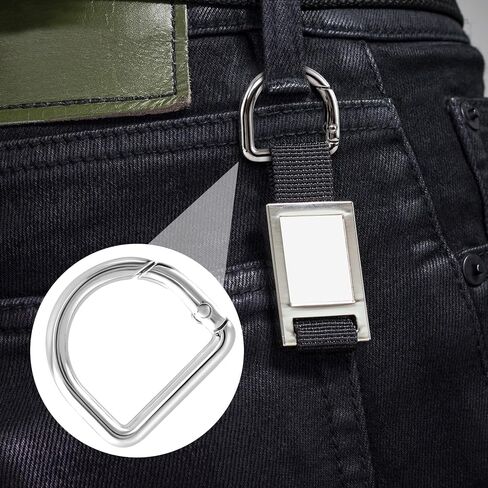 6pcs d keychain clip ، zinc alloy carabiner d heavy duted dicked ، spring snap clasp hook for camping trailing fish-fish-silver & gold & black in Saudi Arabia