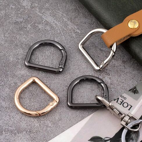 6pcs d keychain clip ، zinc alloy carabiner d heavy duted dicked ، spring snap clasp hook for camping trailing fish-fish-silver & gold & black in Saudi Arabia