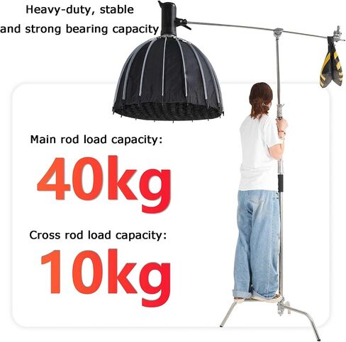 C Stands, Adjustable Tripod with Boom Arm,Load-Bearing Capacity 40kg,Maximum Height 330cm for Photography Studio Video Softbox(Style 1) in Saudi Arabia