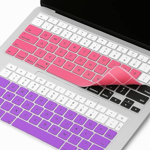 غطاء مفاتيح MacBook Air Macbook Air المكون من 2 عبوة-Pink & Purple-متوافق مع MacBook Air 13 "M2/M3 (2018-2022 ، A1932/A2179/A2337) ، فائق القدر ، قابلة للغسل ، وقائي ، وقائي ، وقائي. in Saudi Arabia
