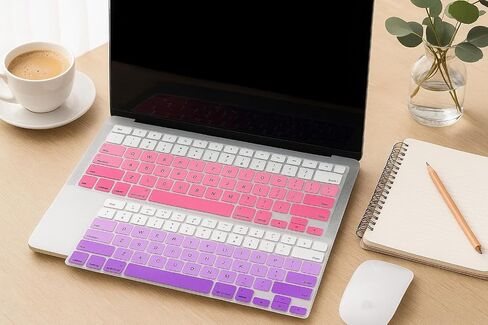 غطاء مفاتيح MacBook Air Macbook Air المكون من 2 عبوة-Pink & Purple-متوافق مع MacBook Air 13 "M2/M3 (2018-2022 ، A1932/A2179/A2337) ، فائق القدر ، قابلة للغسل ، وقائي ، وقائي ، وقائي. in Saudi Arabia