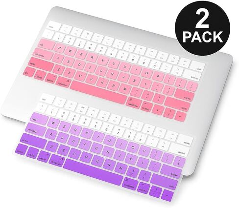 غطاء مفاتيح MacBook Air Macbook Air المكون من 2 عبوة-Pink & Purple-متوافق مع MacBook Air 13 "M2/M3 (2018-2022 ، A1932/A2179/A2337) ، فائق القدر ، قابلة للغسل ، وقائي ، وقائي ، وقائي. in Saudi Arabia