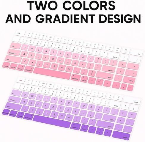 غطاء مفاتيح MacBook Air Macbook Air المكون من 2 عبوة-Pink & Purple-متوافق مع MacBook Air 13 "M2/M3 (2018-2022 ، A1932/A2179/A2337) ، فائق القدر ، قابلة للغسل ، وقائي ، وقائي ، وقائي. in Saudi Arabia