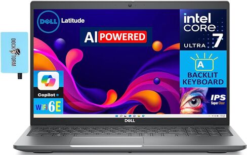 Dell Latitude 5550 AI Powered Laptop 15.6" IPS FHD Display (Intel Core Ultra 7 155U, 32GB DDR5, 1TB PCIe SSD, Intel Graphics, Backlit KB, 2 Thunderbolt 4, WiFi 6E, Win 11 Pro) w/DKZ USB Port Expander in Saudi Arabia