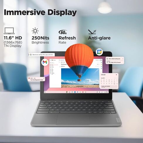 Lenovo 100e Chromebook Gen 4 82W0001FUS 11.6" Chromebook - HD - Octa-core (ARM Cortex A76 + Cortex A55) - 8 GB - 64 GB Flash Memory - English Keyboard - Graphite Gray in Saudi Arabia