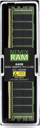 NEMIX RAM 64GB (1x64GB) DDR4 2666MHz PC4-21300 4RX4 1.2V CL19 288-PIN ECC LRDIMM محمل ذاكرة خادم مخفضة متوافقة مع Supermicro MEM-DR464L-Cl02-LR26 محمل خادم مخفض in Saudi Arabia