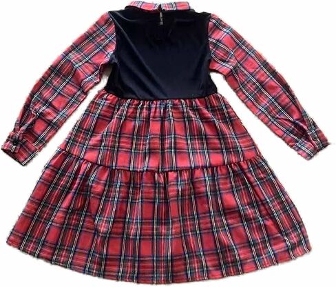 LuckyShe Girls Plaid Dress Belt Long Sleeve Buffalo Check Black White/Red Flannel Dresses for Kids in Saudi Arabia