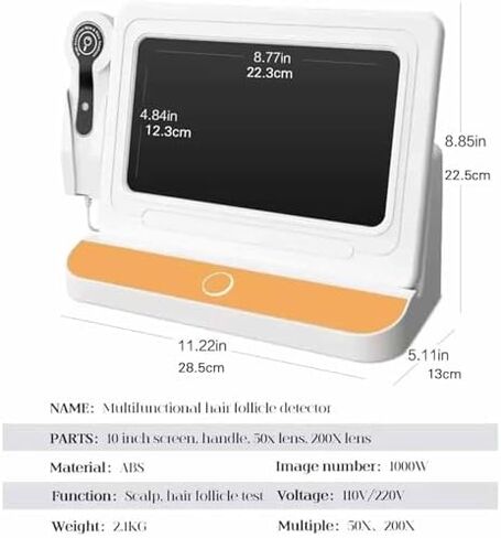 محلل الجلد والشعر عالي الدقة - 11 "مجهر رقمي LCD لاختبار جريب فروة الرأس والشعر ، قابلة للشحن ، مثالية لاستخدام المنزل والصالون ، الفضة in Kuwait