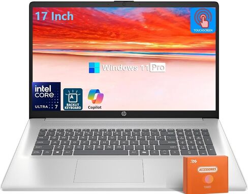 HP 17.3 "كمبيوتر محمول من شاشة اللمس ، معالج Intel Ultra 7 255U (12-كوور ، 5.2 جيجا هرتز التعزيز) ، 64 جيجابايت من ذاكرة الوصول العشوائي DDR5 ، 4 تيرابايت SSD ، HD+ Anti-Glare Display ، لوحة المفاتيح الخلفية ، WiFi 6 & Bluetooth 5.4 ، Copilot ، Windows 11 in Kuwait