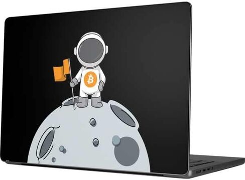 Skinit Skinit Laptop Skin Accompated مع MacBook Pro 14in (2021) مصمم أصلاً تصميم رائد فضاء البيتكوين in Saudi Arabia