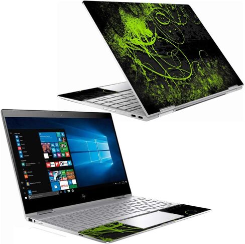 MightySkins Skin Compatible with HP Spectre x360 13" (2018) - Green Distortion | Protective, Durable, and Unique Vinyl Decal wrap Cover | Easy to Apply, Remove, and Change Styles | Made in The USA in Saudi Arabia