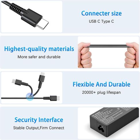 100W USB C Charger Universal Universal مع Chromebook و HP و Lenovo و Acer و Dell و Asus و Mac Book والمزيد من الأجهزة ، محول الطاقة C من النوع C in Kuwait