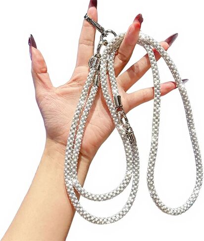 LUVI Bling Phone Chain Crossbody for Women 3 in 1 Diamond Rhinestone Cell Phone Lanyard Wrist Strap Shoulder String Bracelet Keychain for Most Smartphones White in Saudi Arabia