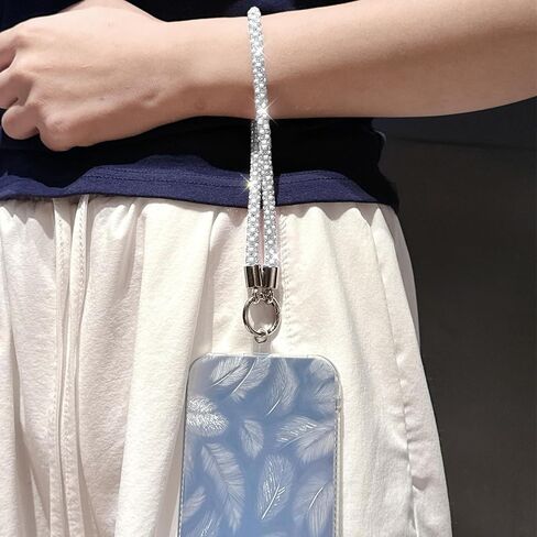 LUVI Bling Phone Chain Crossbody for Women 3 in 1 Diamond Rhinestone Cell Phone Lanyard Wrist Strap Shoulder String Bracelet Keychain for Most Smartphones White in Saudi Arabia
