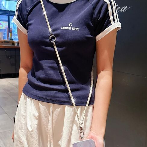 LUVI Bling Phone Chain Crossbody for Women 3 in 1 Diamond Rhinestone Cell Phone Lanyard Wrist Strap Shoulder String Bracelet Keychain for Most Smartphones White in Saudi Arabia