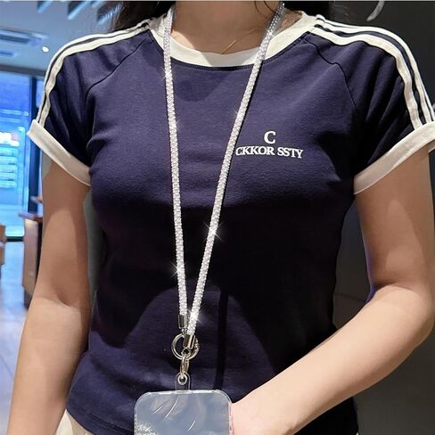 LUVI Bling Phone Chain Crossbody for Women 3 in 1 Diamond Rhinestone Cell Phone Lanyard Wrist Strap Shoulder String Bracelet Keychain for Most Smartphones White in Saudi Arabia