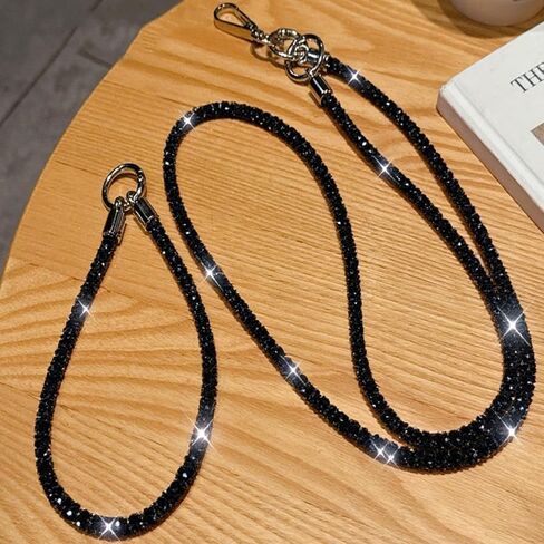 LUVI Bling Phone Chain Crossbody for Women 3 in 1 Diamond Rhinestone Cell Phone Lanyard Wrist Strap Shoulder String Bracelet Keychain for Most Smartphones White in Kuwait