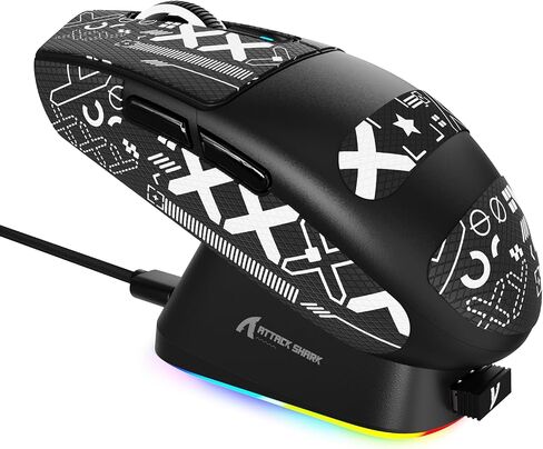 هجوم Shark G3Pro اللاسلكي ألعاب اللاسلكي مع DCB RGB شحن ، 2.4G/USB-C Wired/BT PAW3311 مستشعر البصرية 1K معدل الاقتراع قابل للتعديل 25 كيلو دبيون ، 500 مللي أمبير في الساعة بطارية خفيفة الوزن 59G الفئران (أسود) in Saudi Arabia