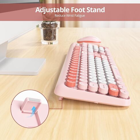 لوحة مفاتيح بيج محايدة ولاسلكية الماوس ، 2.4 جيجا هرتز فأر لوحة مفاتيح بنية اللون الكامل الحجم مع مفاتيح جولة الآلة الكاتبة الرجعية لنوافذ الفتيات ، الكمبيوتر ، أجهزة الكمبيوتر المحمولة ، الكمبيوتر (DOT محايد) in Kuwait