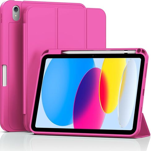 Zoveek Case for iPad (A16) الجيل الحادي عشر 11 بوصة 2025 و iPad 10th Gen 10.9 بوصة 2022 - حامل طي ذكي مغناطيسي مع حامل قلم رصاص ، ويعق/نوم ناعم ، حالة خلفية TPU ناعمة (الوردي الوردي) in Kuwait