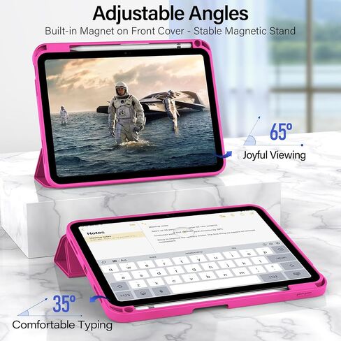 Zoveek Case for iPad (A16) الجيل الحادي عشر 11 بوصة 2025 و iPad 10th Gen 10.9 بوصة 2022 - حامل طي ذكي مغناطيسي مع حامل قلم رصاص ، ويعق/نوم ناعم ، حالة خلفية TPU ناعمة (الوردي الوردي) in Kuwait