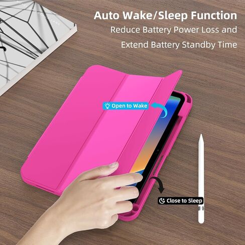 Zoveek Case for iPad (A16) الجيل الحادي عشر 11 بوصة 2025 و iPad 10th Gen 10.9 بوصة 2022 - حامل طي ذكي مغناطيسي مع حامل قلم رصاص ، ويعق/نوم ناعم ، حالة خلفية TPU ناعمة (الوردي الوردي) in Kuwait