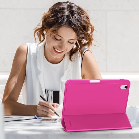 Zoveek Case for iPad (A16) الجيل الحادي عشر 11 بوصة 2025 و iPad 10th Gen 10.9 بوصة 2022 - حامل طي ذكي مغناطيسي مع حامل قلم رصاص ، ويعق/نوم ناعم ، حالة خلفية TPU ناعمة (الوردي الوردي) in Kuwait