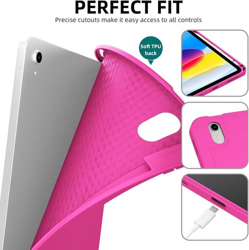 Zoveek Case for iPad (A16) الجيل الحادي عشر 11 بوصة 2025 و iPad 10th Gen 10.9 بوصة 2022 - حامل طي ذكي مغناطيسي مع حامل قلم رصاص ، ويعق/نوم ناعم ، حالة خلفية TPU ناعمة (الوردي الوردي) in Kuwait