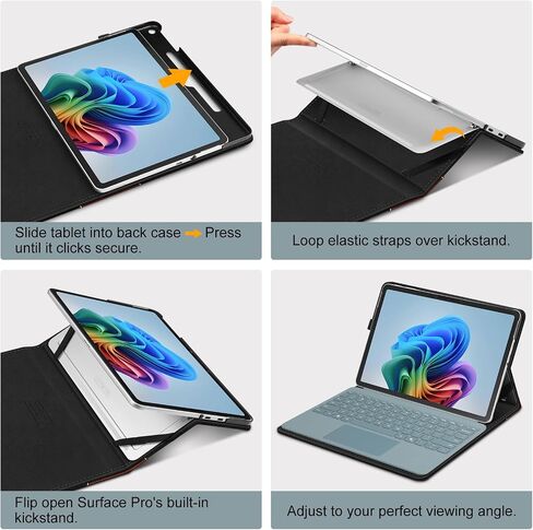Fintie Case for Microsoft Surface Pro 12st 1st Edition (2025) ، غطاء الأعمال المتعددة لمحفظة عرض الزاوية مع حامل الجيب والطوب ، متوافق مع لوحة مفاتيح غطاء النوع (أرجواني أرجواني) in Saudi Arabia
