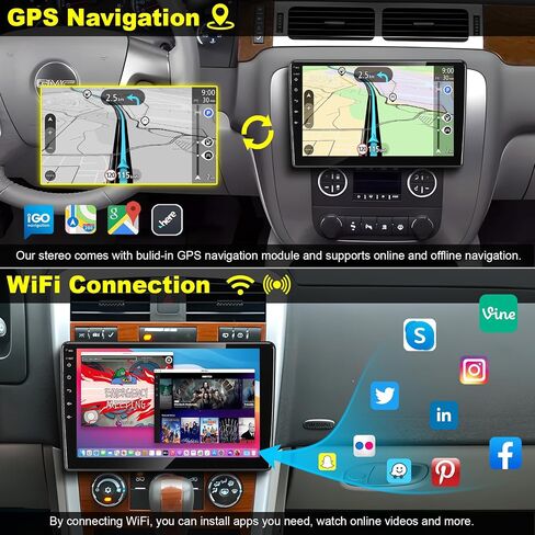 4+64 Android 13 Car Stereo for Chevrolet Chevy Silverado Suburban Tahoe GMC Sierra Yukon, 10" IPS Touch Screen Car Radio Build-in GPS Wireless CarPlay/Wired Android Auto, Backup Camera/DSP/SWC in Saudi Arabia