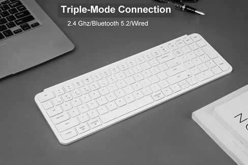 Keychron B2 Pro Ultra-Slim Wireless ZMK Custom Keyboard, 96% Layout Triple-Mode 2.4 G/Bluetooth 5.2/Wired Programmable, Lightweight Quiet Key with Numeric Keypad for Mac/Windows, Ivory White in Saudi Arabia