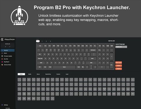 Keychron B2 Pro Ultra-Slim Wireless ZMK Custom Keyboard, 96% Layout Triple-Mode 2.4 G/Bluetooth 5.2/Wired Programmable, Lightweight Quiet Key with Numeric Keypad for Mac/Windows, Ivory White in Saudi Arabia