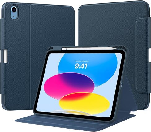 Timovo Case for iPad (A16) الجيل الحادي عشر 11 بوصة 2025 ، جيل iPad العاشر 10.9 بوصة 2022 مع حامل قلم رصاص ، غطاء واقية من الورقة ، عرض متعدد الزوايا ، أزرق بحري in Kuwait