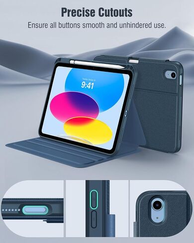 Timovo Case for iPad (A16) الجيل الحادي عشر 11 بوصة 2025 ، جيل iPad العاشر 10.9 بوصة 2022 مع حامل قلم رصاص ، غطاء واقية من الورقة ، عرض متعدد الزوايا ، أزرق بحري in Kuwait