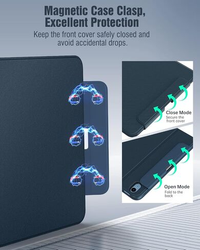 Timovo Case for iPad (A16) الجيل الحادي عشر 11 بوصة 2025 ، جيل iPad العاشر 10.9 بوصة 2022 مع حامل قلم رصاص ، غطاء واقية من الورقة ، عرض متعدد الزوايا ، أزرق بحري in Kuwait