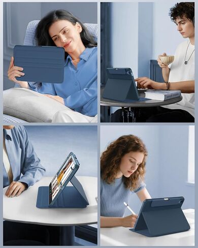 Timovo Case for iPad (A16) الجيل الحادي عشر 11 بوصة 2025 ، جيل iPad العاشر 10.9 بوصة 2022 مع حامل قلم رصاص ، غطاء واقية من الورقة ، عرض متعدد الزوايا ، أزرق بحري in Kuwait