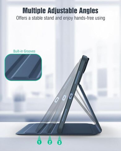 Timovo Case for iPad (A16) الجيل الحادي عشر 11 بوصة 2025 ، جيل iPad العاشر 10.9 بوصة 2022 مع حامل قلم رصاص ، غطاء واقية من الورقة ، عرض متعدد الزوايا ، أزرق بحري in Kuwait