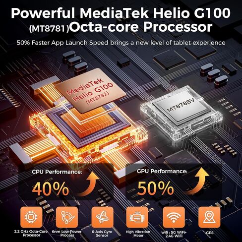 11 بوصة قرص ، Android 15 Tablet 2560 * 1600ips 2.5k Widevine L1 ، G100 (MT8781) معالج الثماني الأوكتا ، ذاكرة وصول عشوائي 24 جيجابايت ، ROM 128GB ، Wi-Fi 6 & Bluetooth 5.2 ، 8200mAh بطارية in Saudi Arabia
